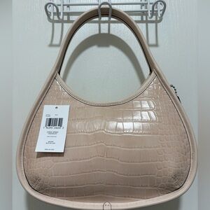 Cream Croc-Embossed Hobo Bag with Structured Design